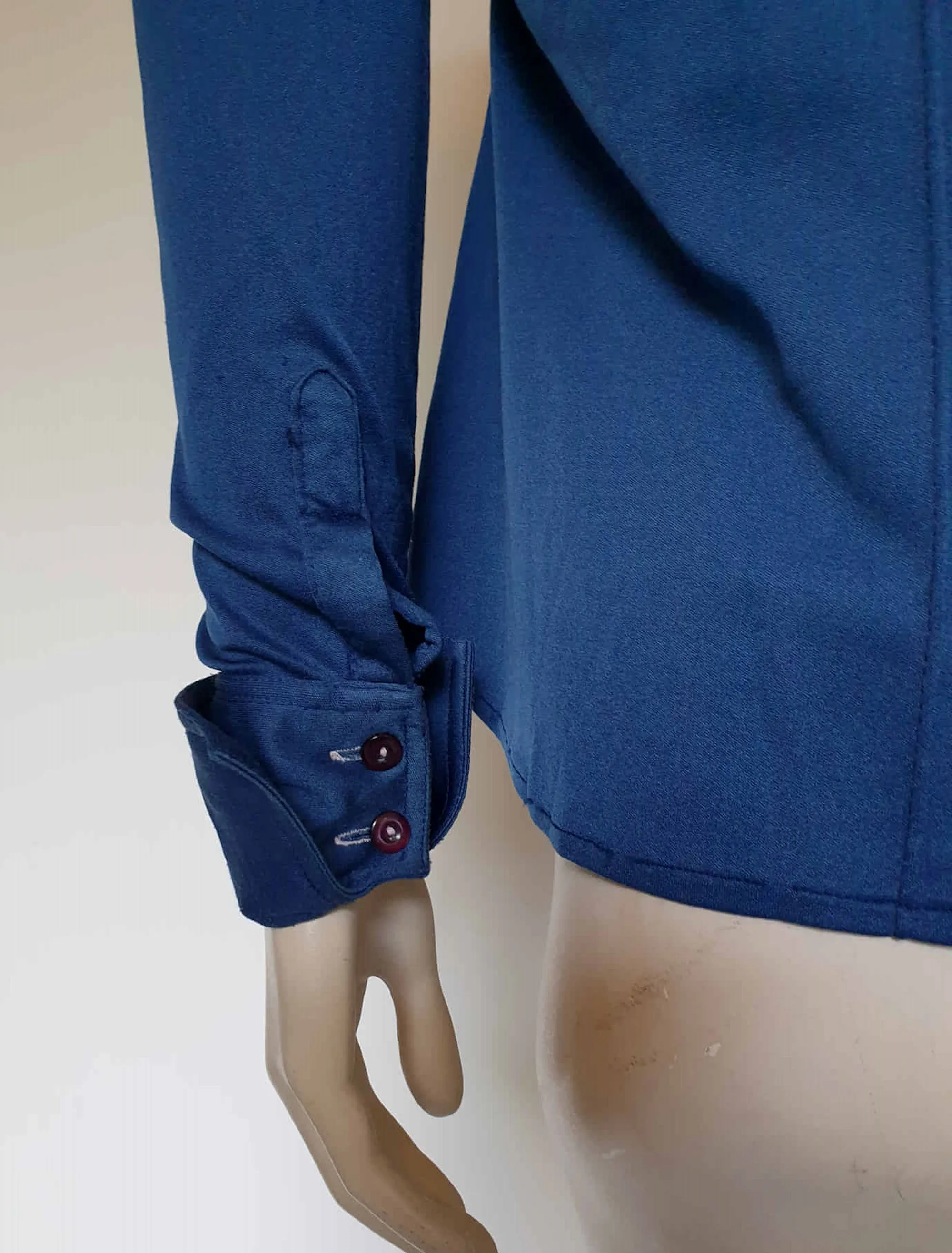 1970s Blue Stretch Body Shirt - M
