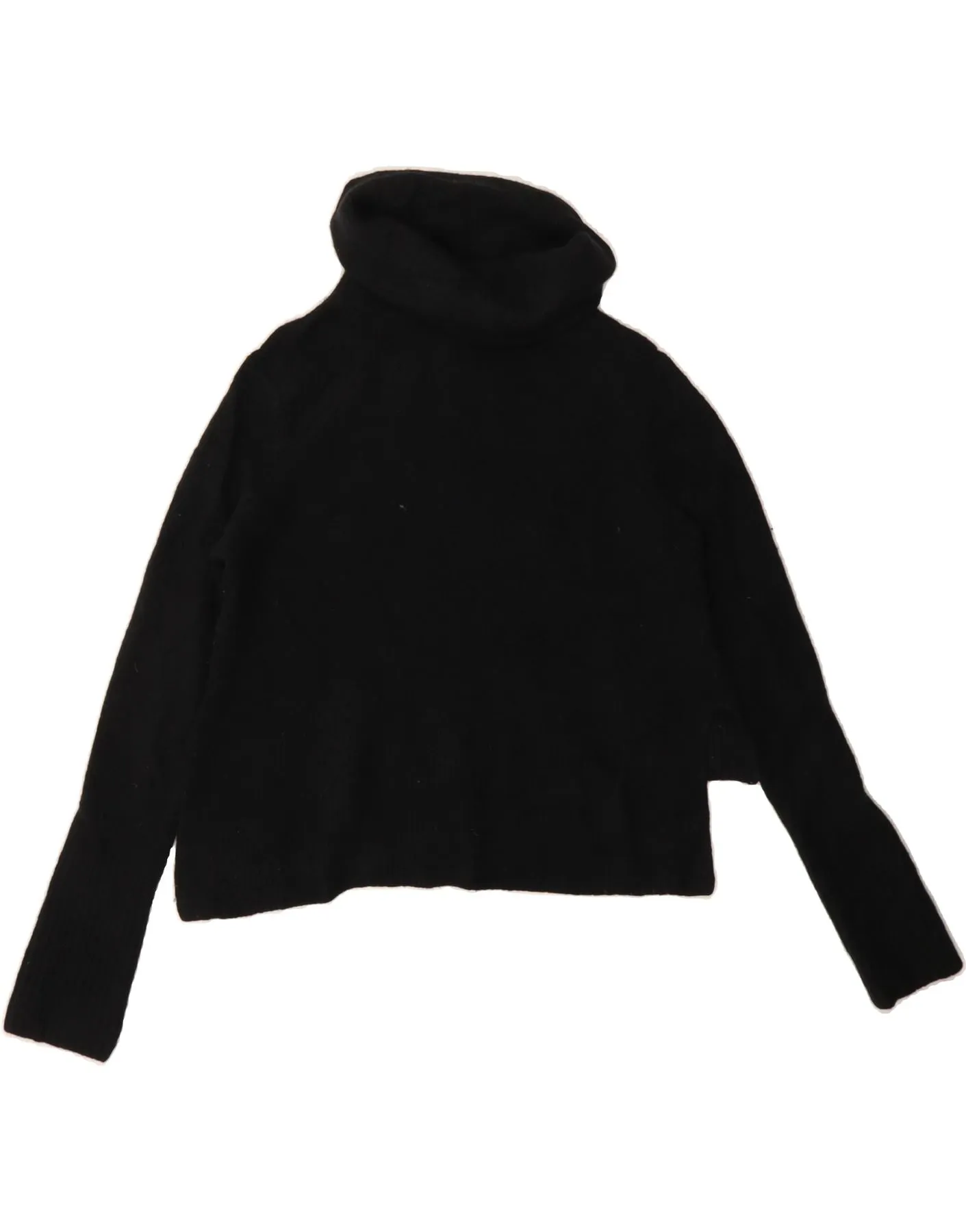 ALL SAINTS Womens Crop Roll Neck Jumper Sweater UK 14 Medium Black Wool