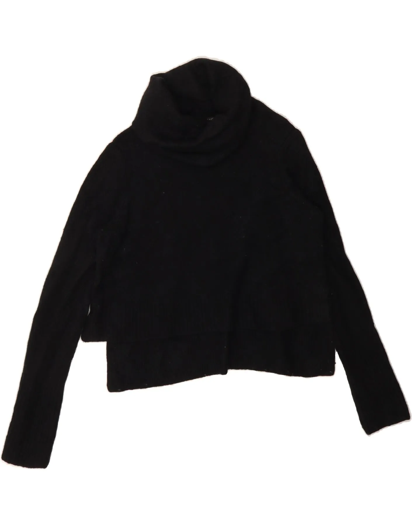 ALL SAINTS Womens Crop Roll Neck Jumper Sweater UK 14 Medium Black Wool