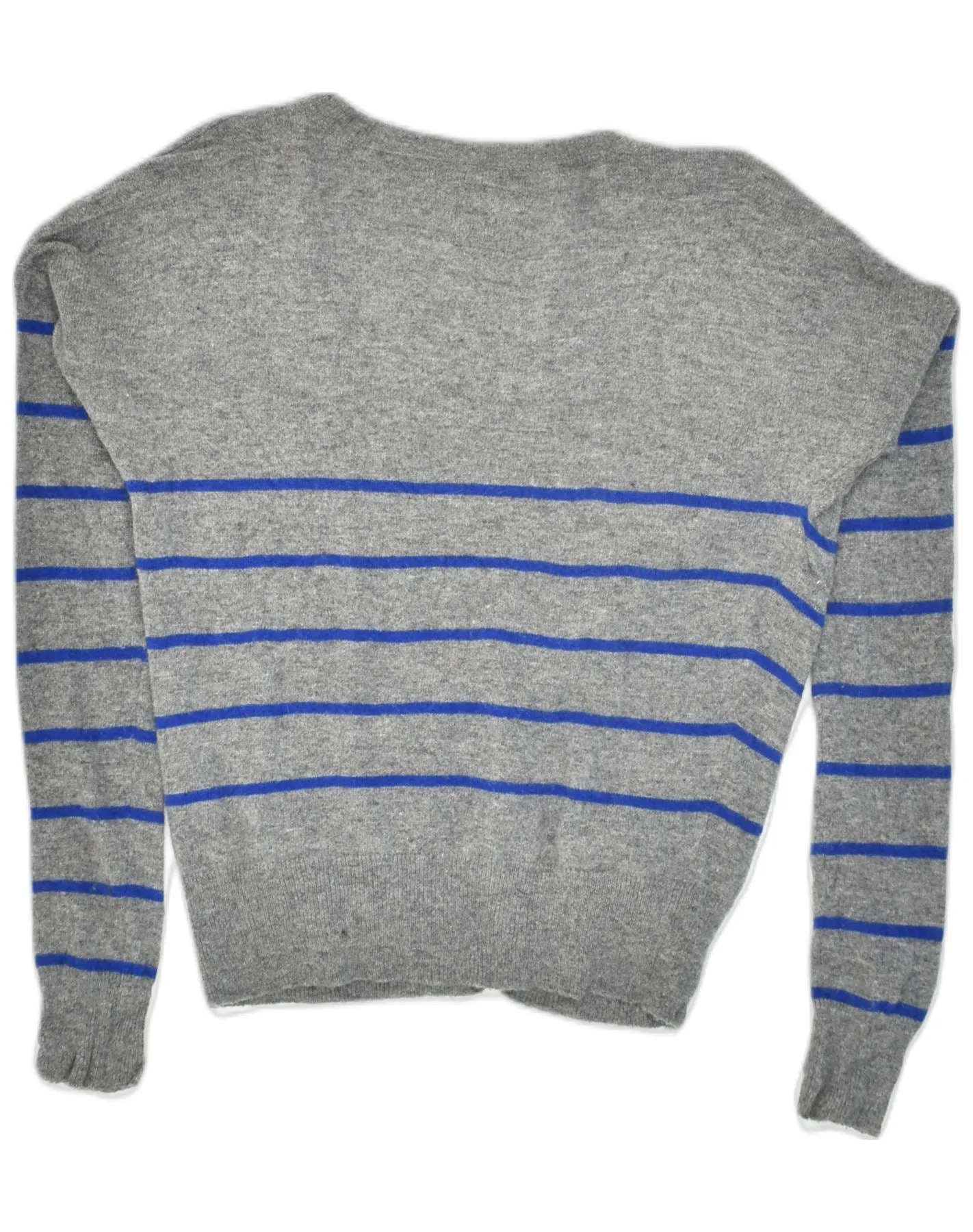 AMERICAN EAGLE Womens Crop Cardigan Sweater UK 10 Small Grey Striped Wool