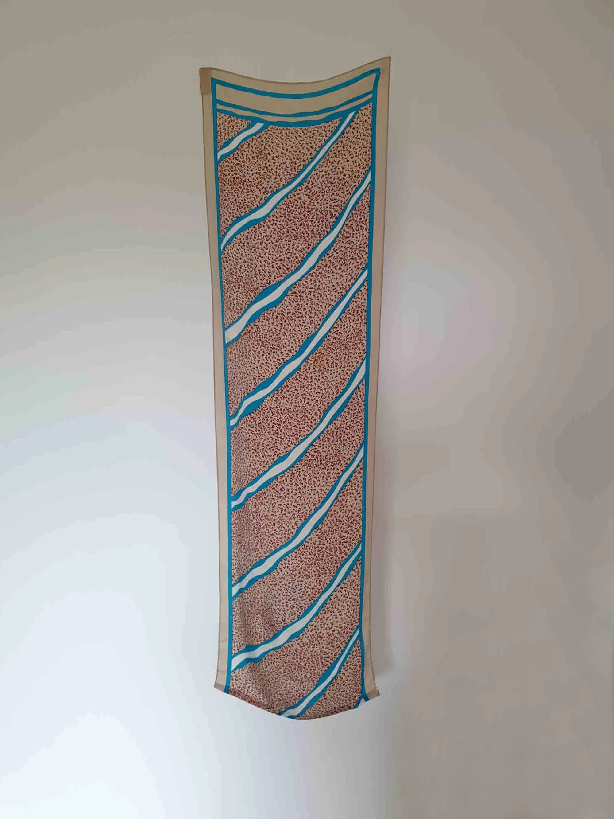 Beige and Teal Silk Scarf - Elaine Gold Collection X11X