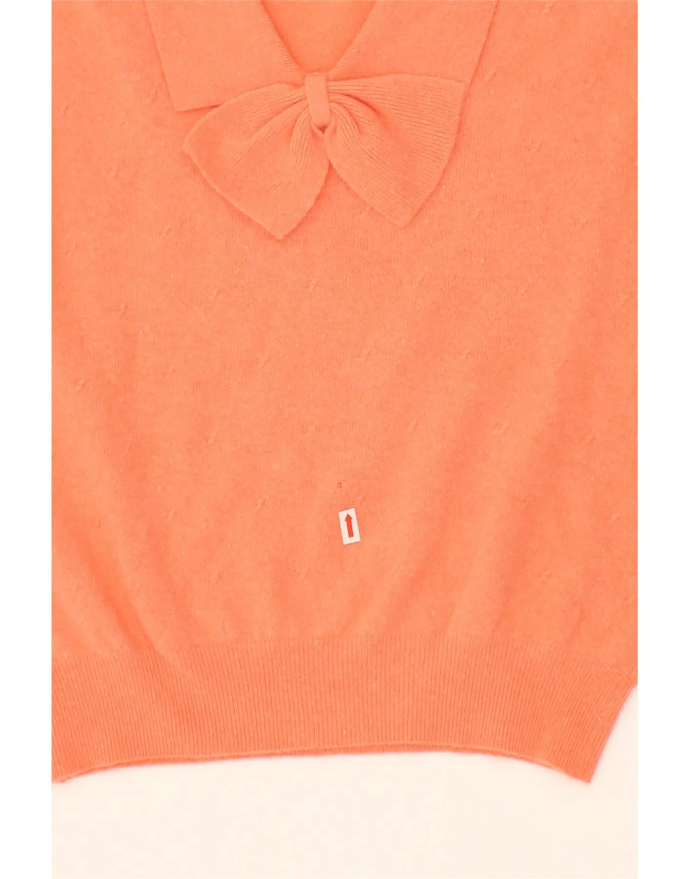 BENETTON Womens Crop Polo Neck Jumper Sweater IT 48 XL Orange Wool