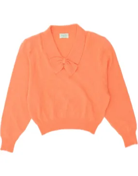 BENETTON Womens Crop Polo Neck Jumper Sweater IT 48 XL Orange Wool