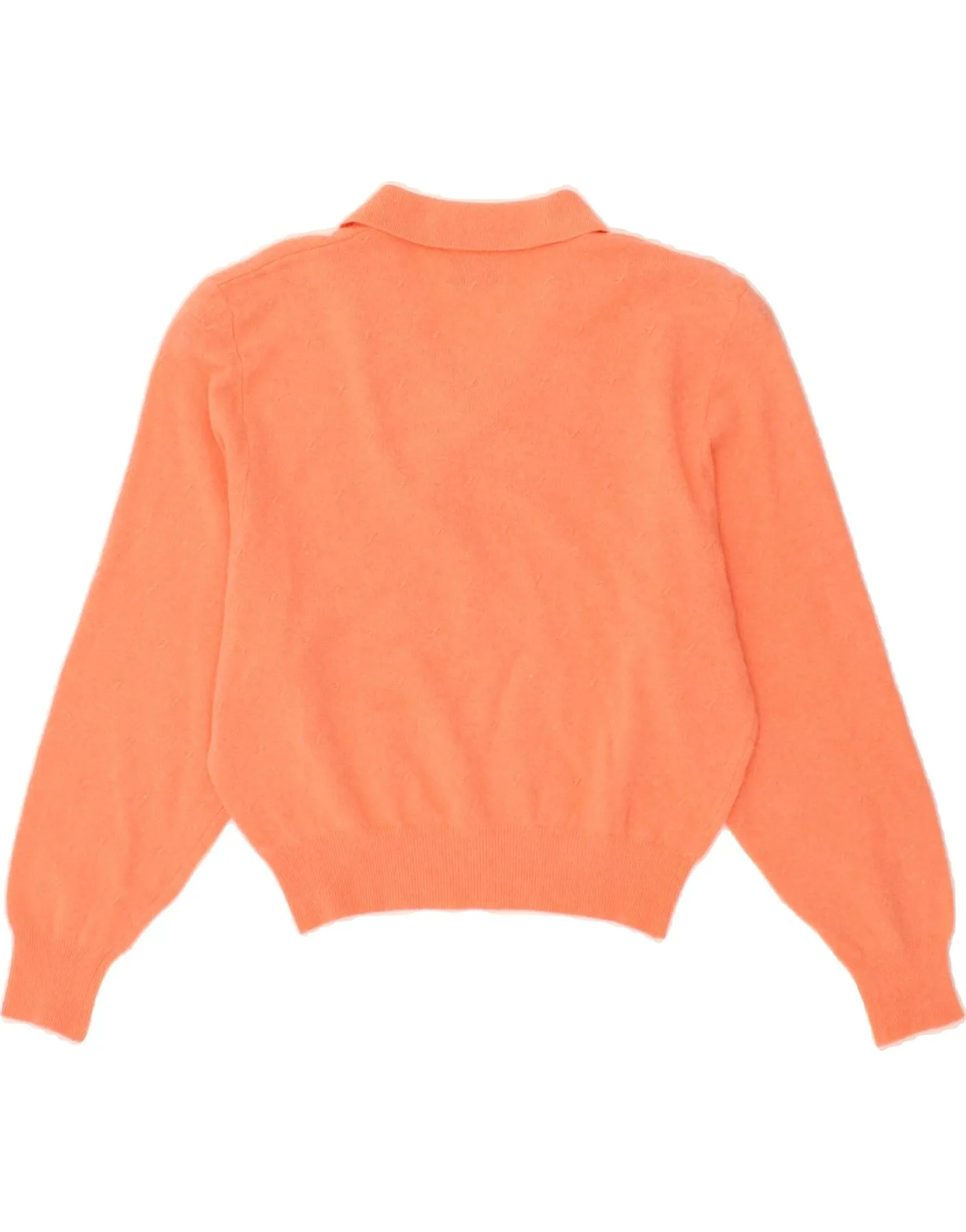 BENETTON Womens Crop Polo Neck Jumper Sweater IT 48 XL Orange Wool
