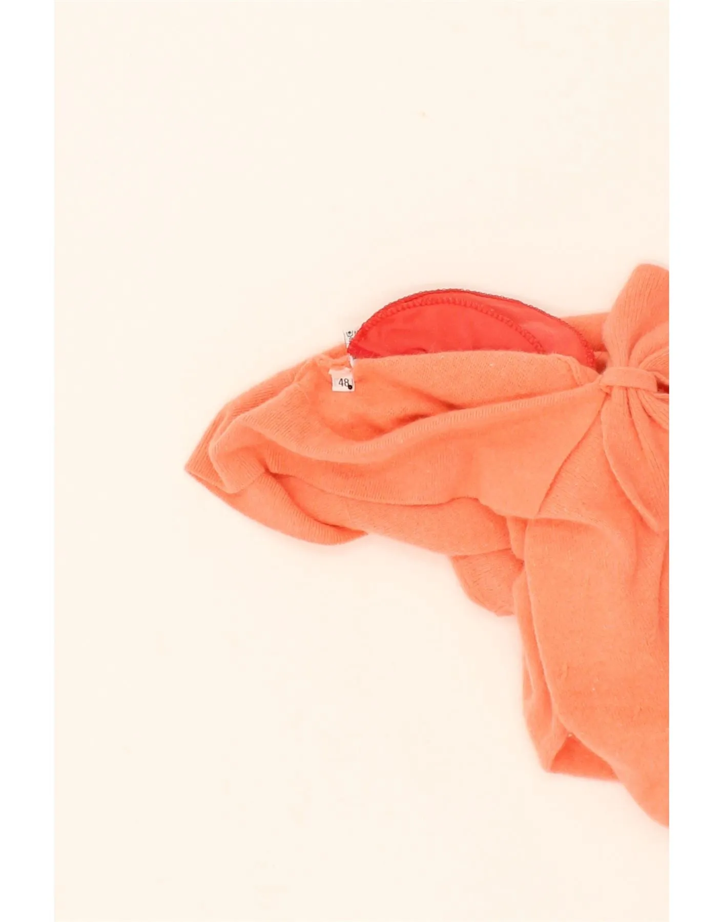 BENETTON Womens Crop Polo Neck Jumper Sweater IT 48 XL Orange Wool