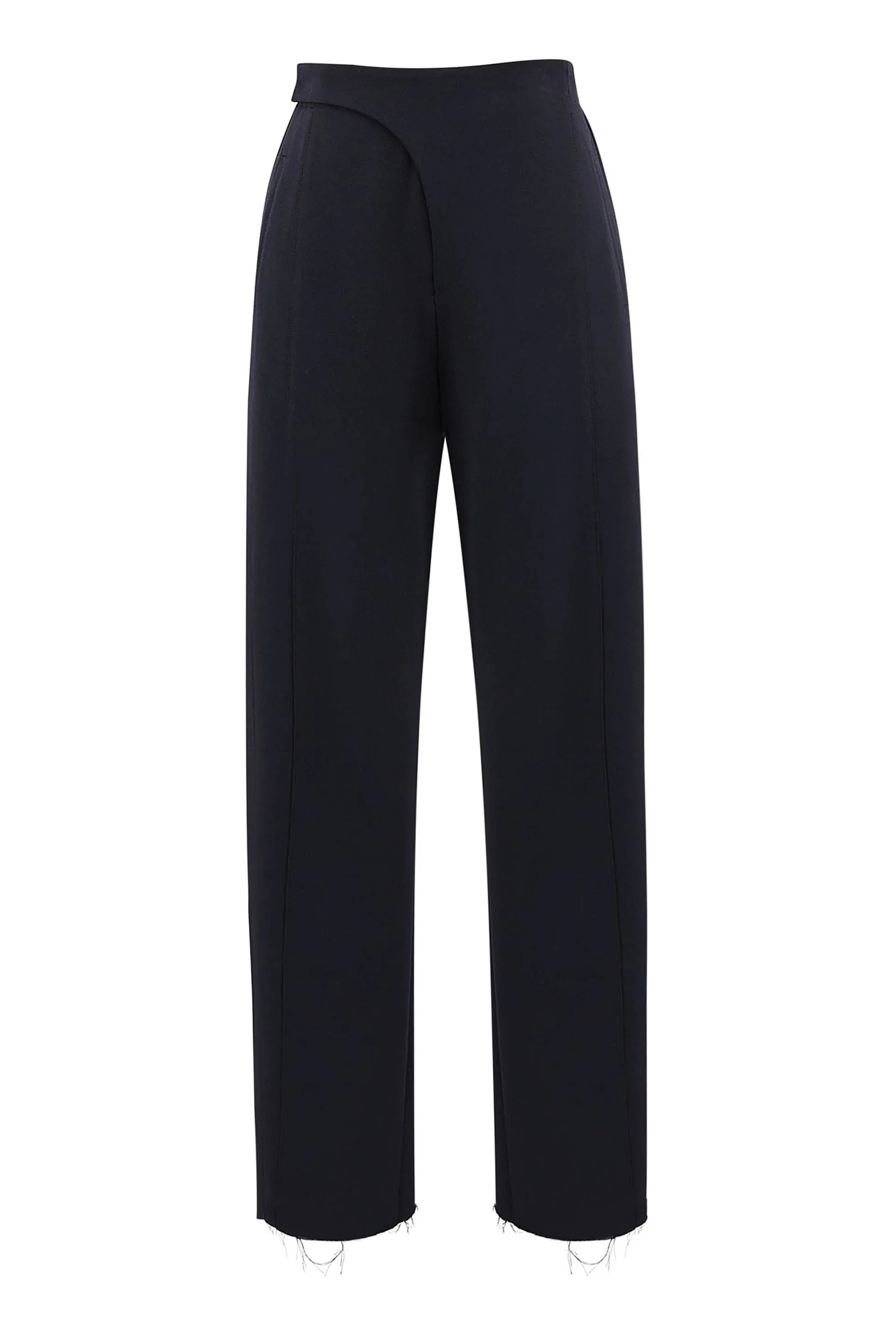 Black Tapered Twill Wool Pants