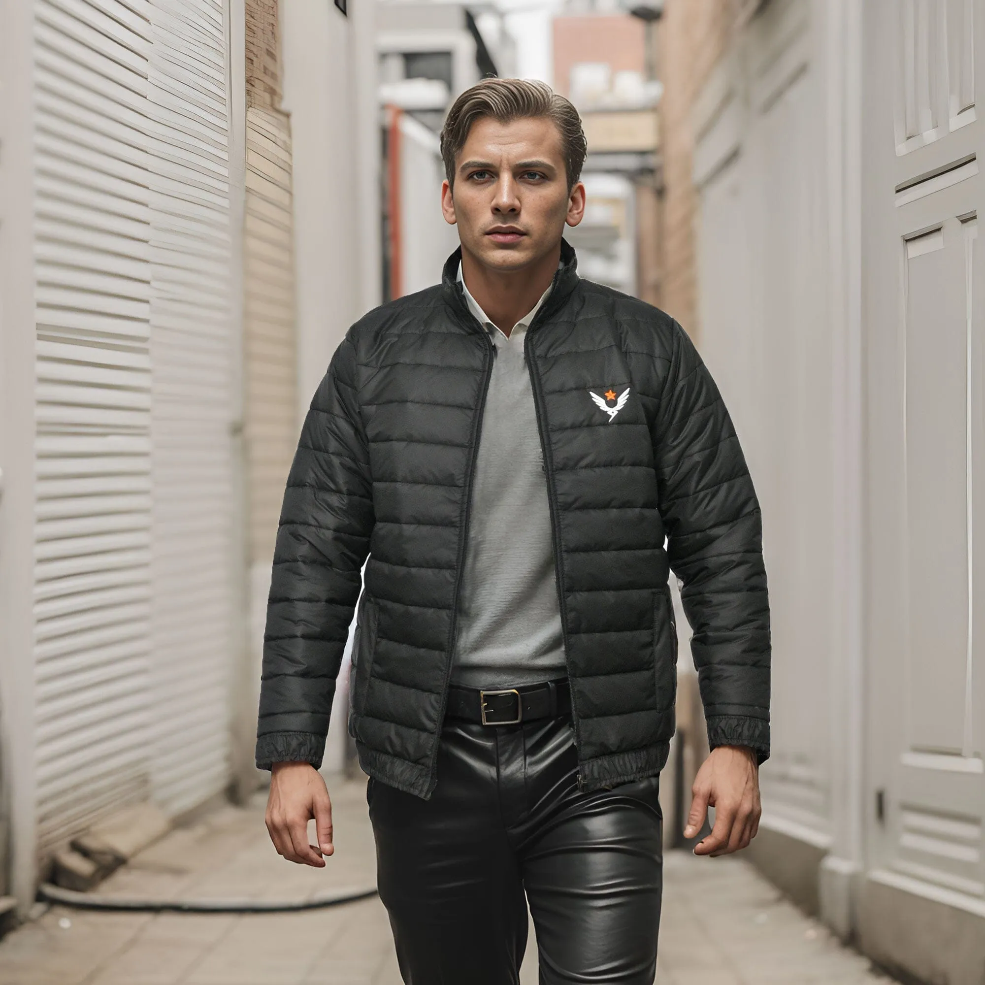 Burnt Soul Men's Embroidered Design Puffer Jacket