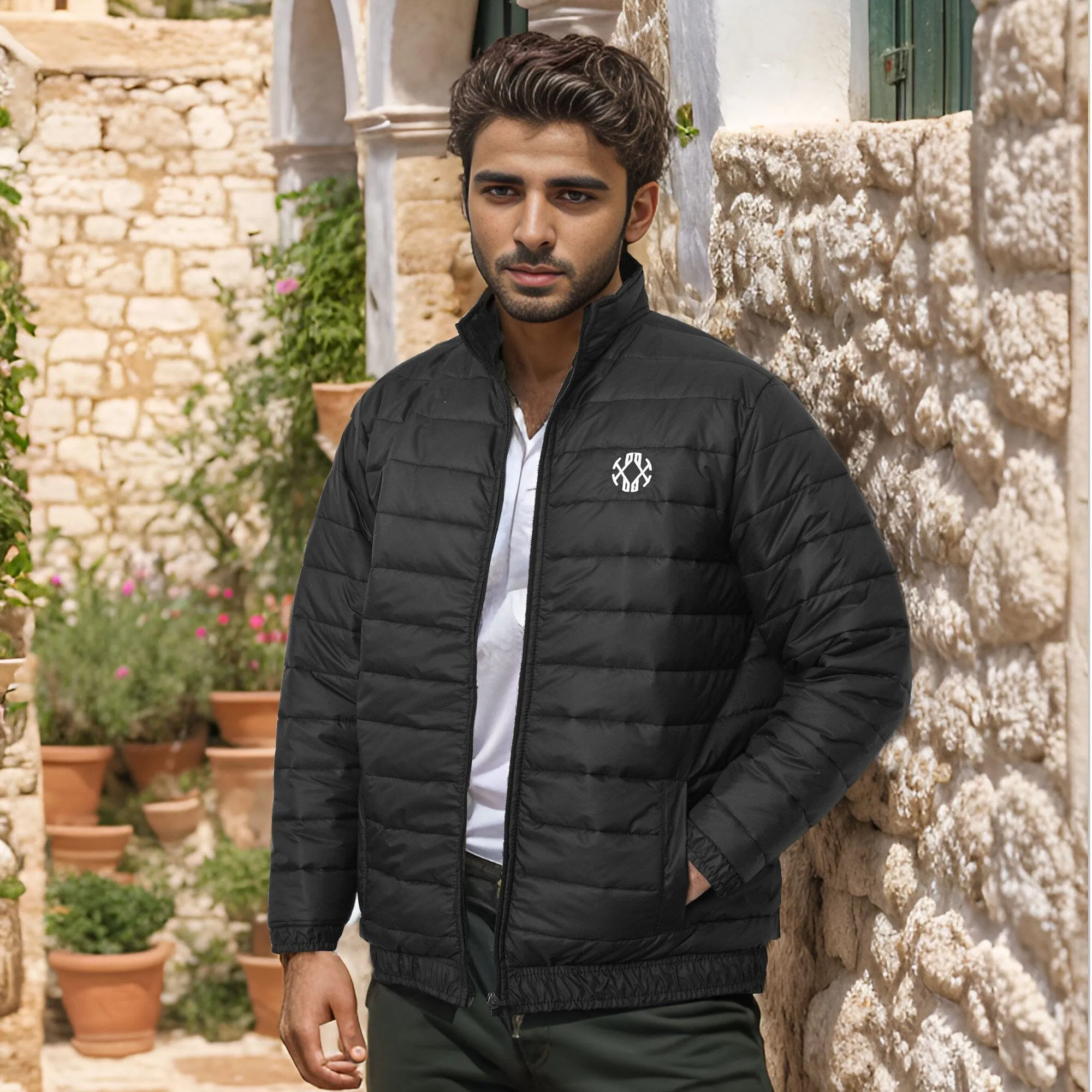 Burnt Soul Men's Embroidered Design Puffer Jacket
