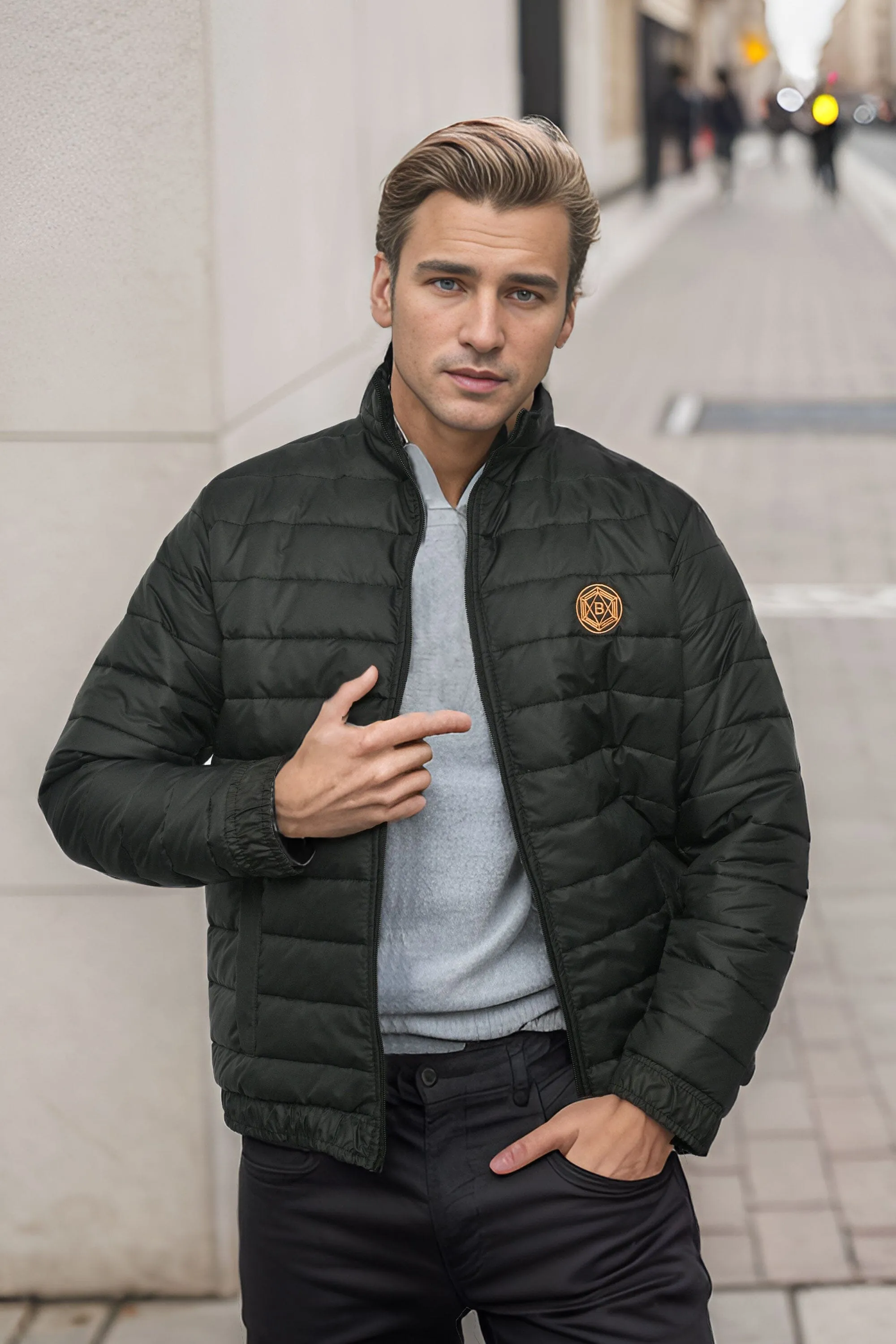 Burnt Soul Men's Embroidered Design Puffer Jacket