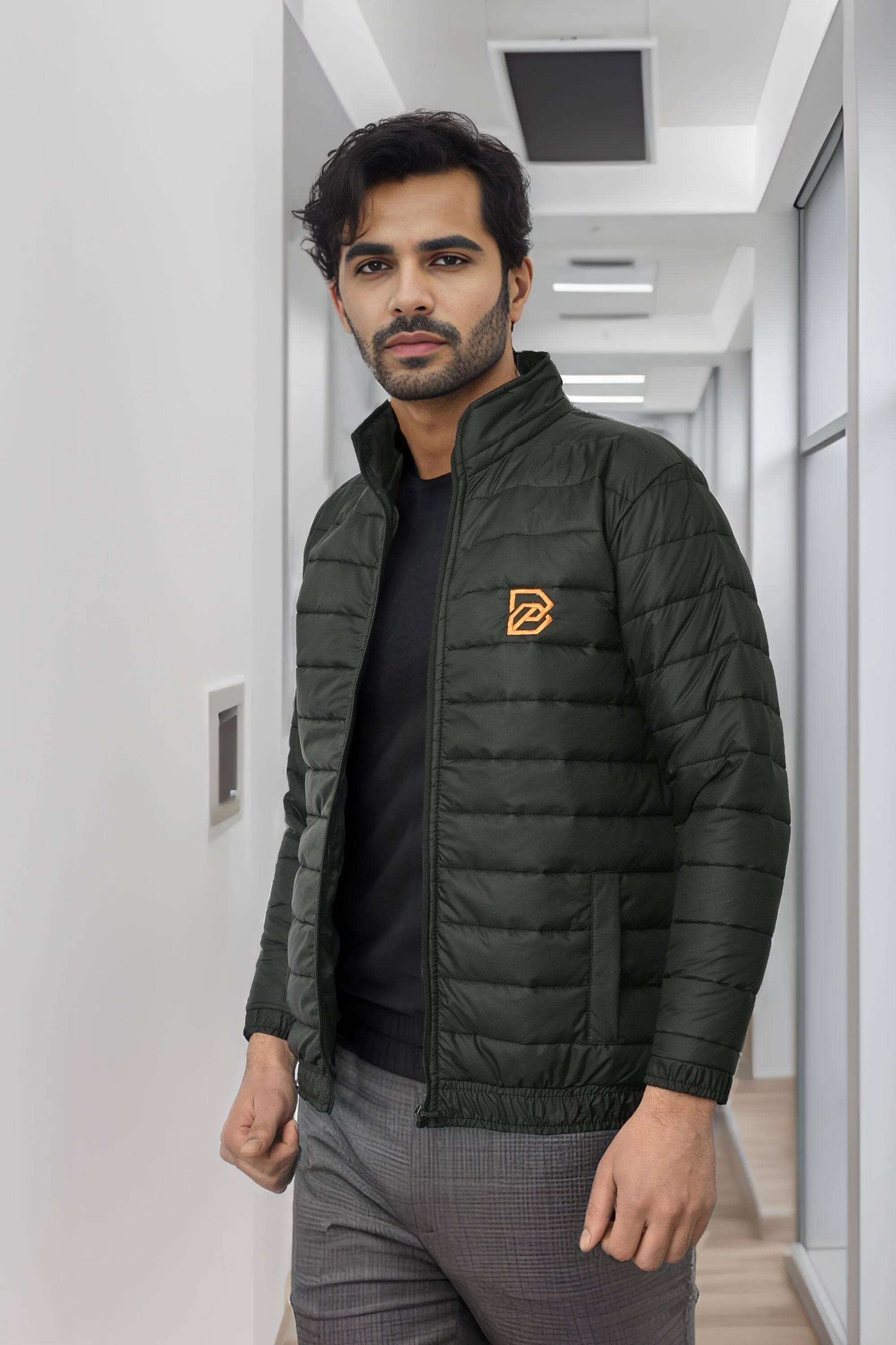 Burnt Soul Men's Embroidered Design Puffer Jacket