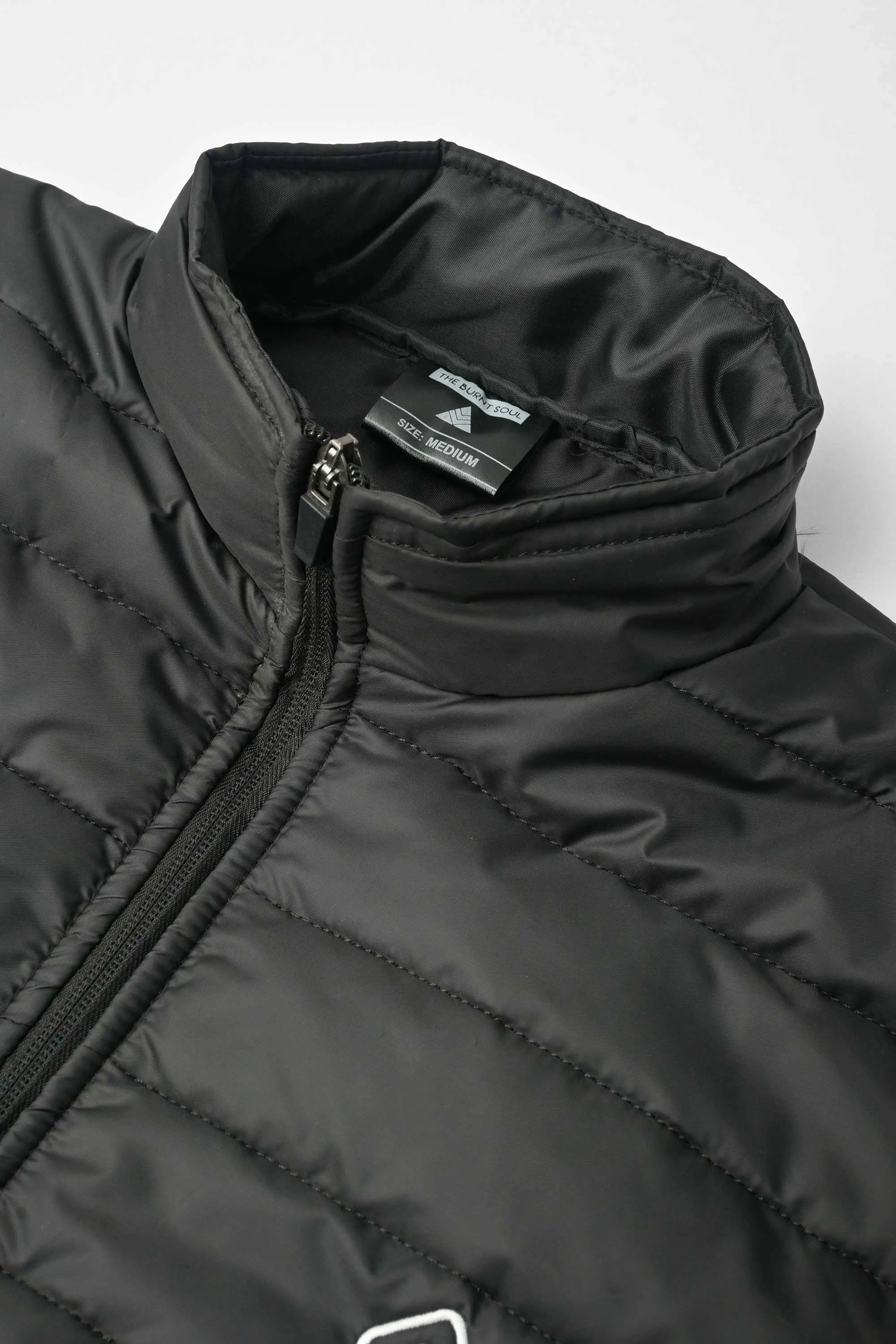 Burnt Soul Men's Embroidered Design Puffer Jacket