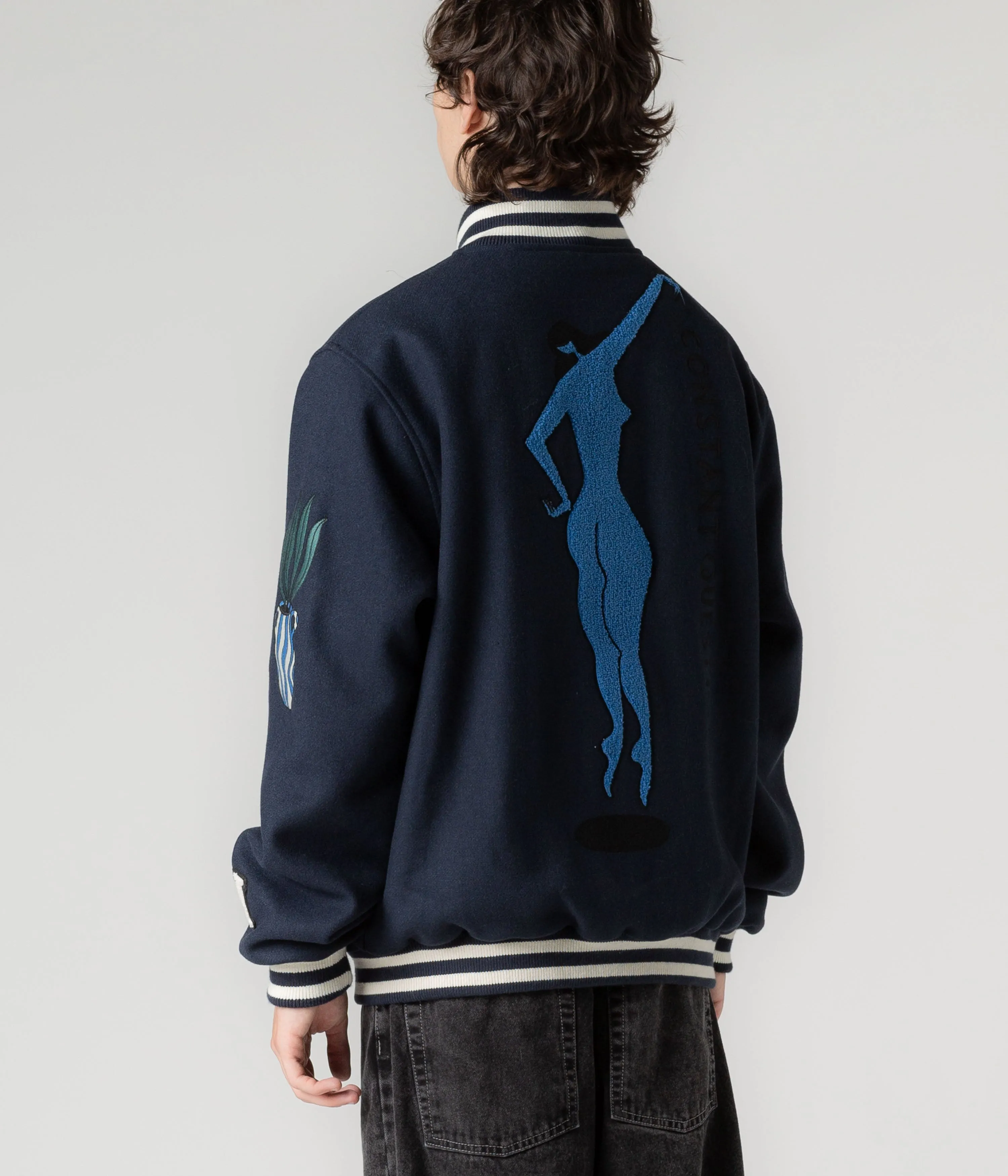 by Parra Run Sit & Bike Varsity Jacket - Navy Blue