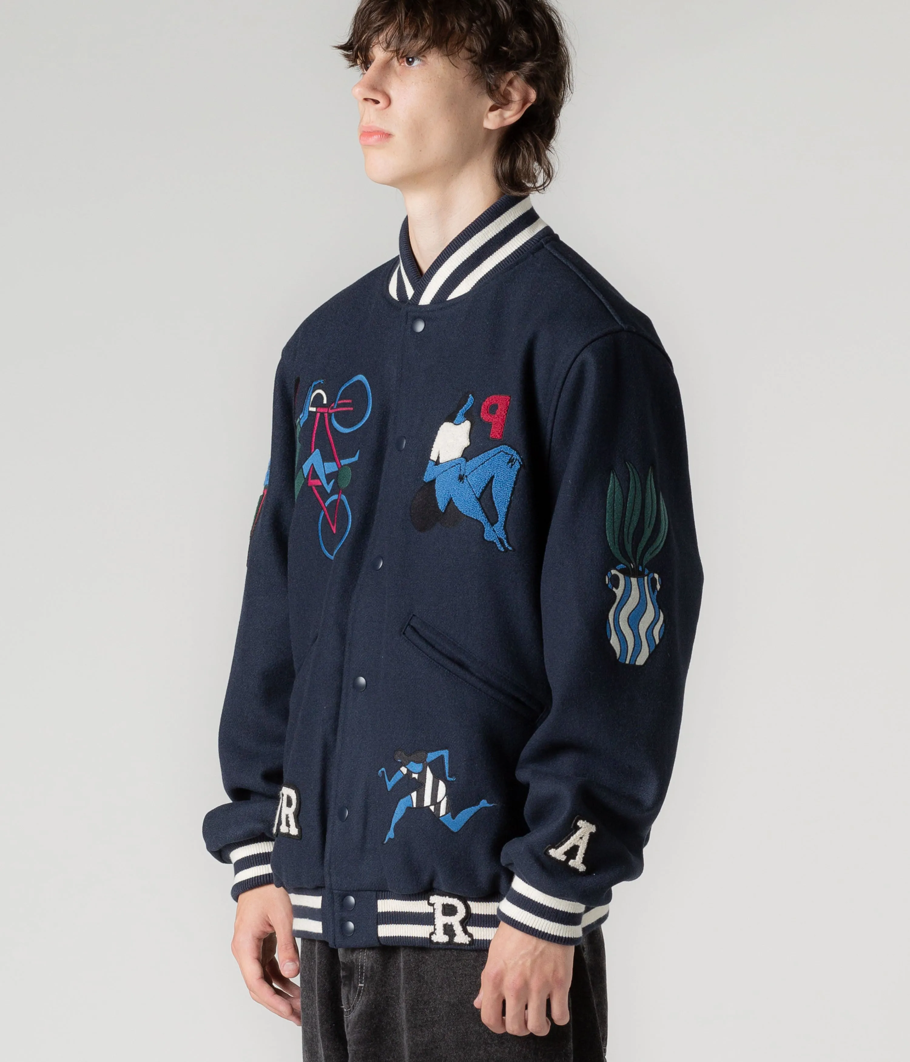 by Parra Run Sit & Bike Varsity Jacket - Navy Blue