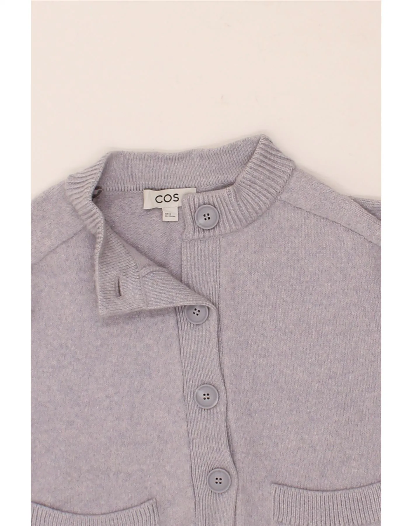 COS Womens Crop Cardigan Sweater UK 14 Medium Purple Wool
