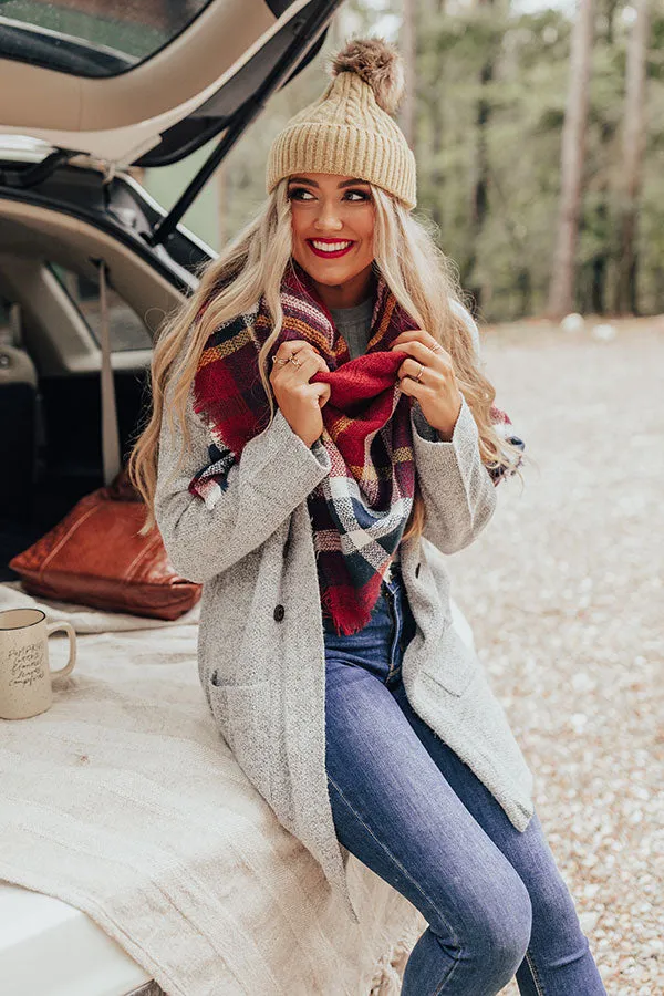 Cozy Love Blanket Scarf In Crimson