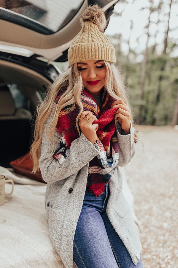 Cozy Love Blanket Scarf In Crimson
