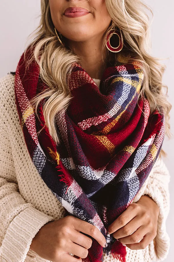 Cozy Love Blanket Scarf In Crimson