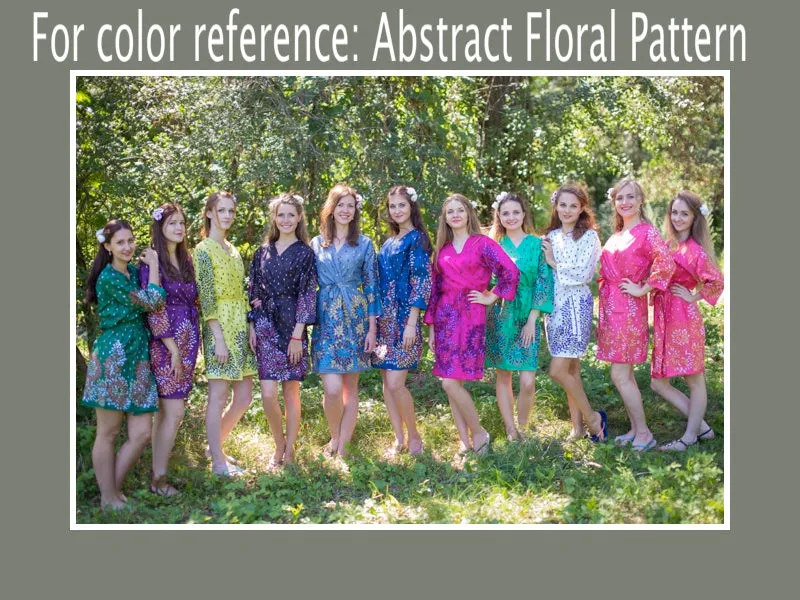 Dark Blue Summer Celebration Style Caftan in Abstract Floral Pattern