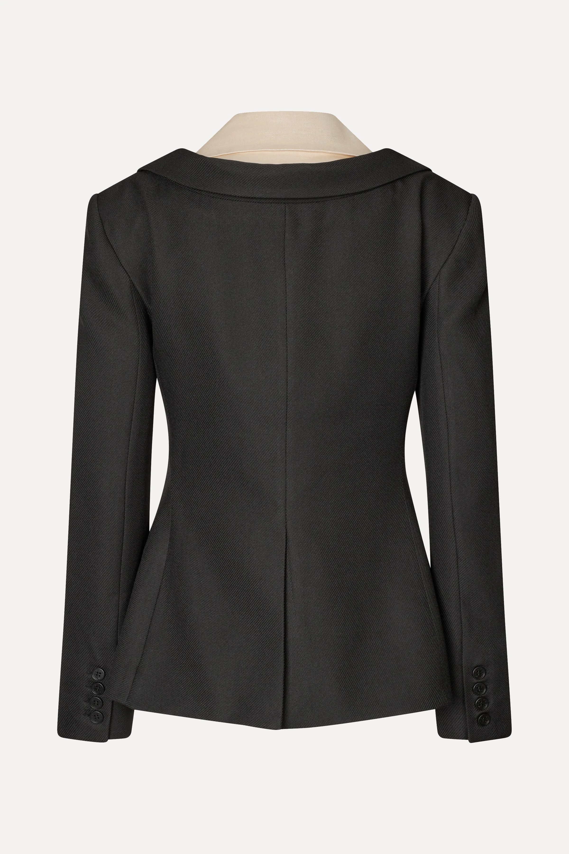 Double Collar Tailored Jacket - Black / Butter Milk
