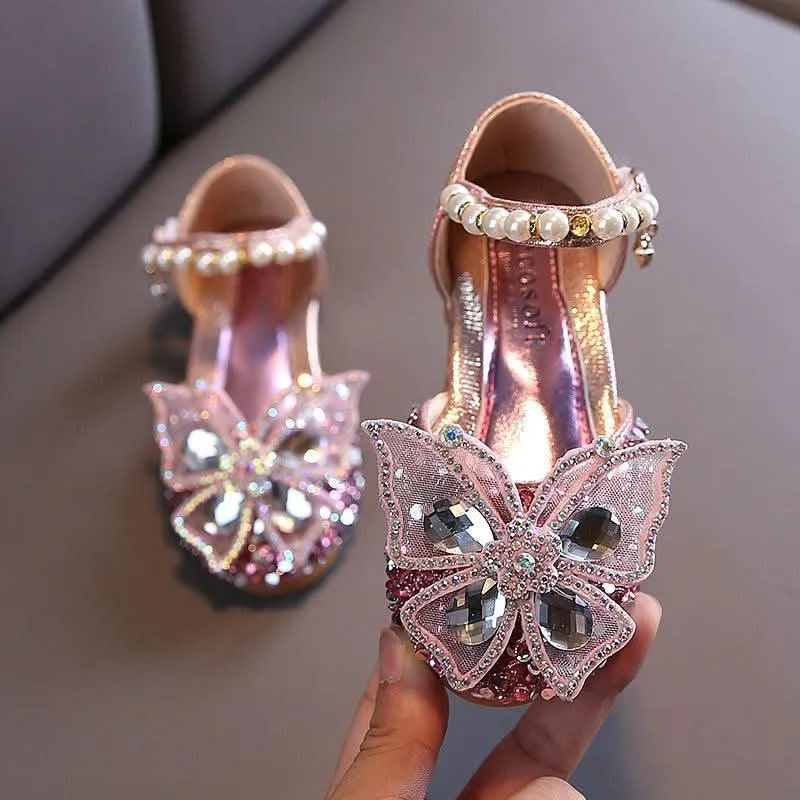 Dreamy Princess Sparkle Girls' Shoes High-End Pearl-Embellished Girls' Shoes
