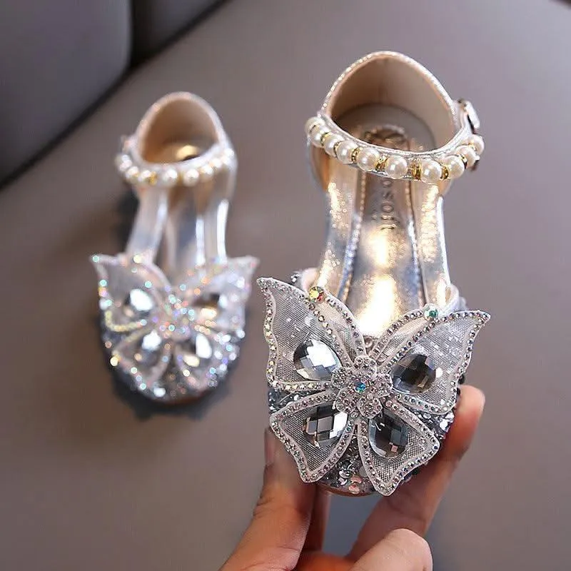 Dreamy Princess Sparkle Girls' Shoes High-End Pearl-Embellished Girls' Shoes
