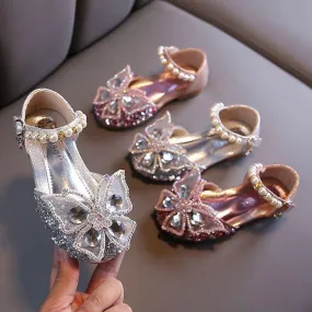 Dreamy Princess Sparkle Girls' Shoes High-End Pearl-Embellished Girls' Shoes