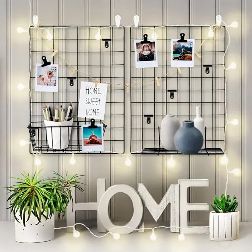 Franklite Iron Square shape hanging Grid frame for home Decoration, wall, photog, collage photo, key, as per your requirement (40x 40 cm) 2pcs Frame (Black)