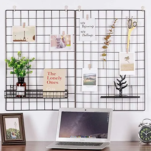 Franklite Iron Square shape hanging Grid frame for home Decoration, wall, photog, collage photo, key, as per your requirement (40x 40 cm) 2pcs Frame (Black)