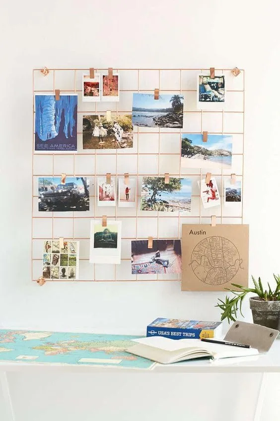 Franklite Photo Grid Frame Wall Grid Panel For Rectangular Photo Hanging Display & Wall Decoration Organizer, Multi-Functional Wall Storage Display Grid(30 X 30Cm) (Pink),Steel,Steel 2 pcs