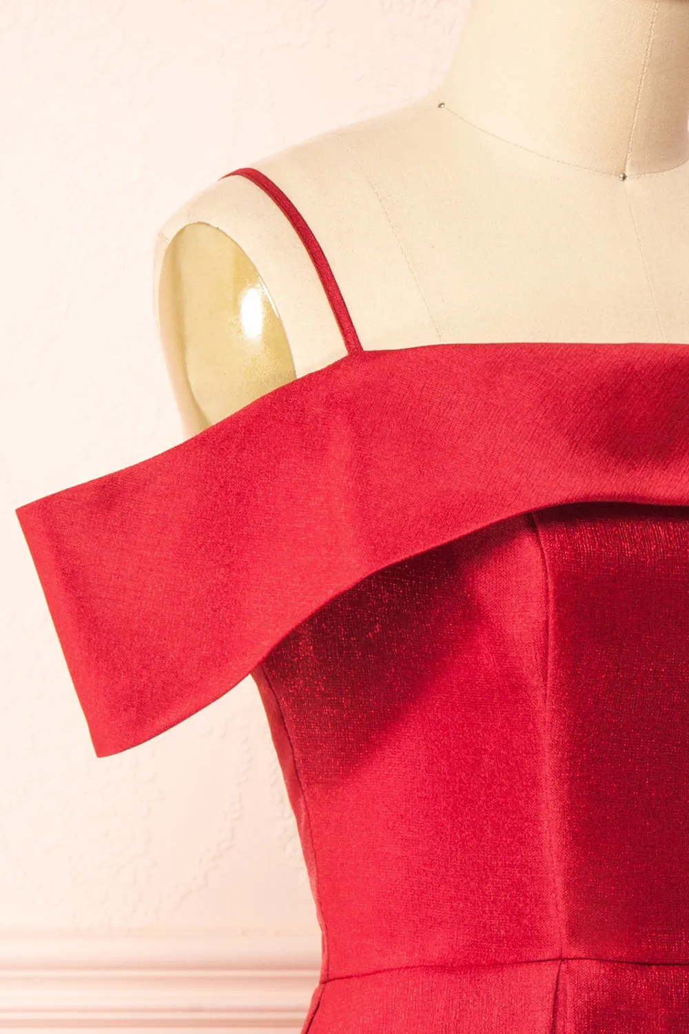Fuengi Burgundy | Off-Shoulder Short Dress