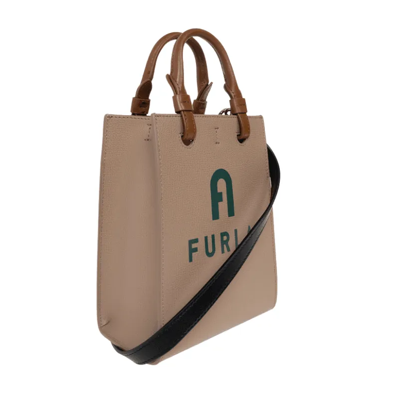 Furla Varsity Style Mini Tote Crossbody - Greige Jasper
