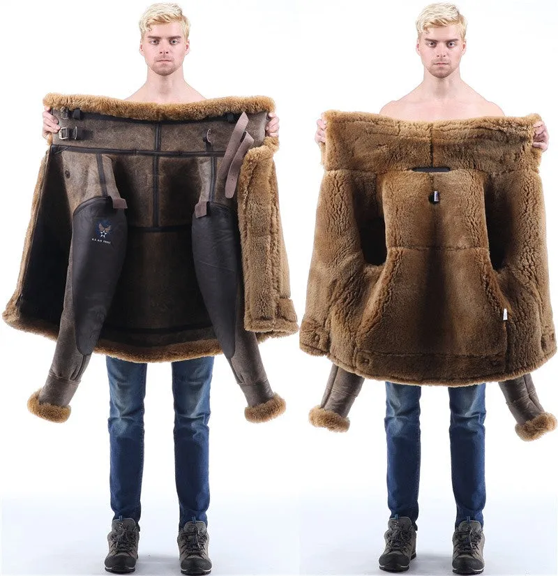 Gen. Leather Shearling Fur Air Force Polar Thick Large Collar Bomber Men/Women