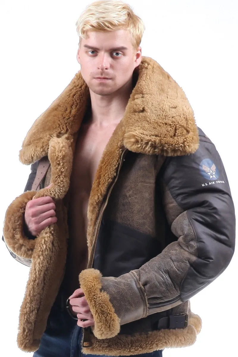 Gen. Leather Shearling Fur Air Force Polar Thick Large Collar Bomber Men/Women