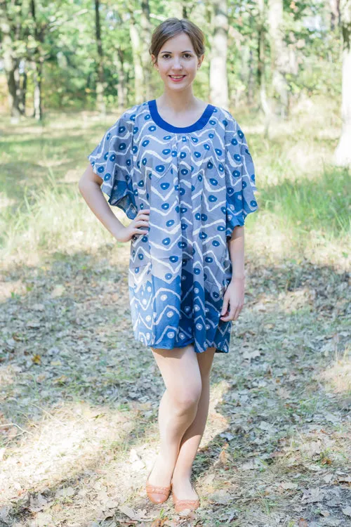 Gray Summer Celebration Style Caftan in Chevron Dots Pattern