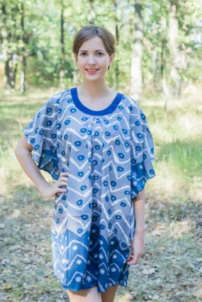 Gray Summer Celebration Style Caftan in Chevron Dots Pattern