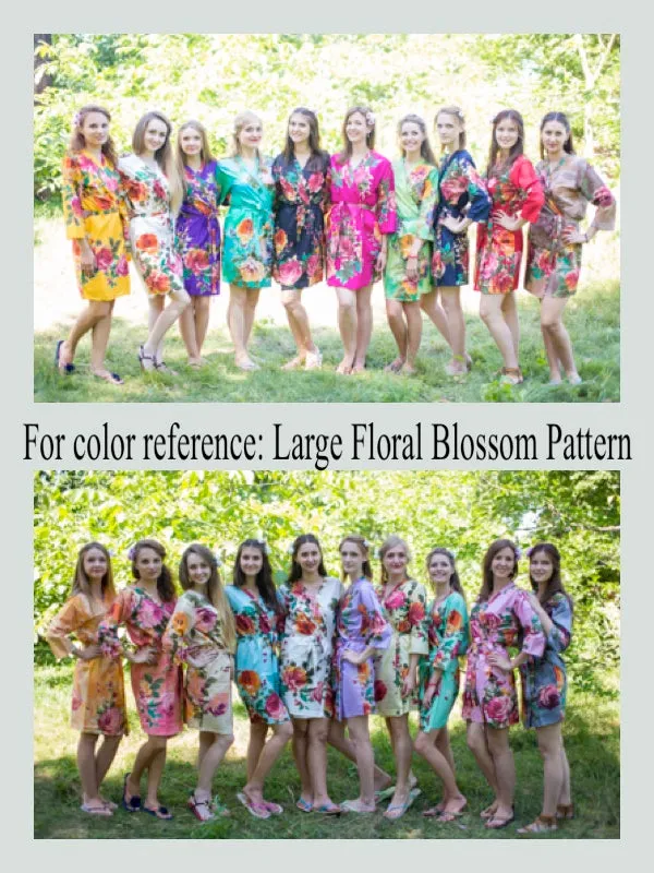 Gray Summer Celebration Style Caftan in Large Floral Blossom Pattern