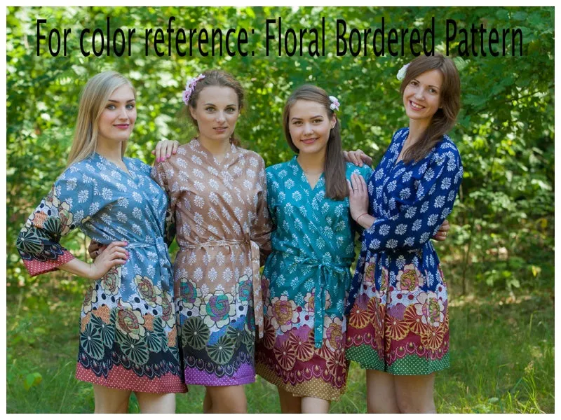 Gray Sunshine Style Caftan in Floral Bordered Pattern