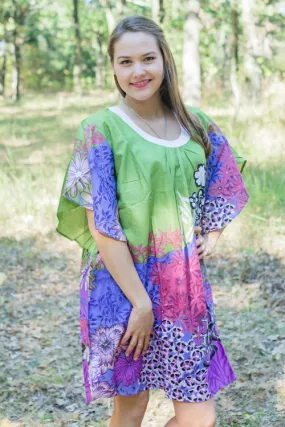 Green Summer Celebration Style Caftan in Vibrant Foliage Pattern