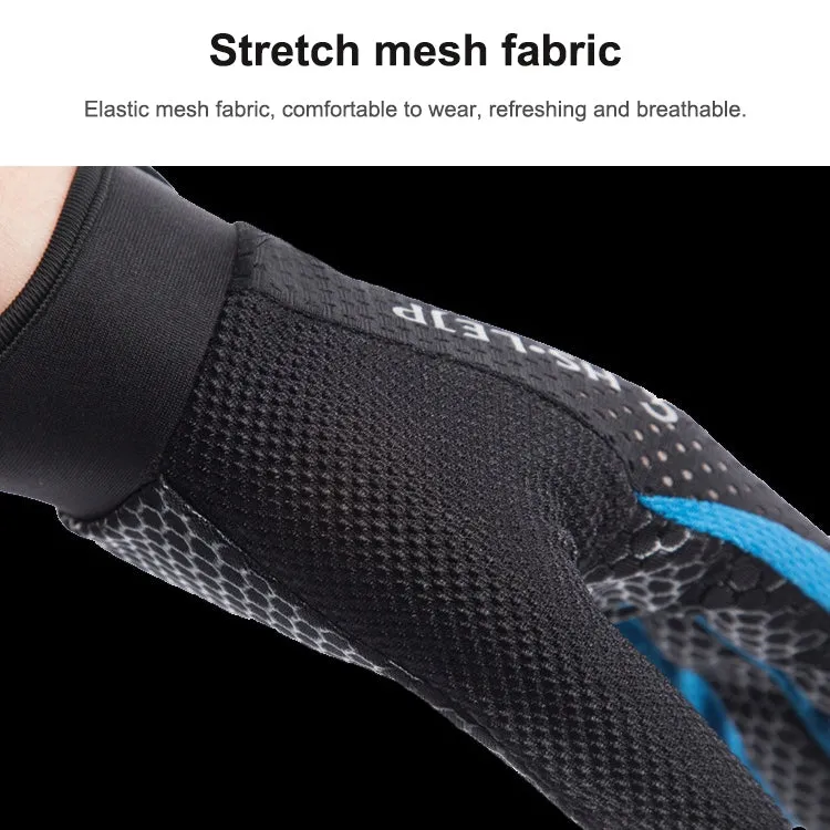 HSLEJP Outdoor Sports Breathable Touch Screen Antiskid Cycling Full Finger Gloves, Size: M(Black Orange)