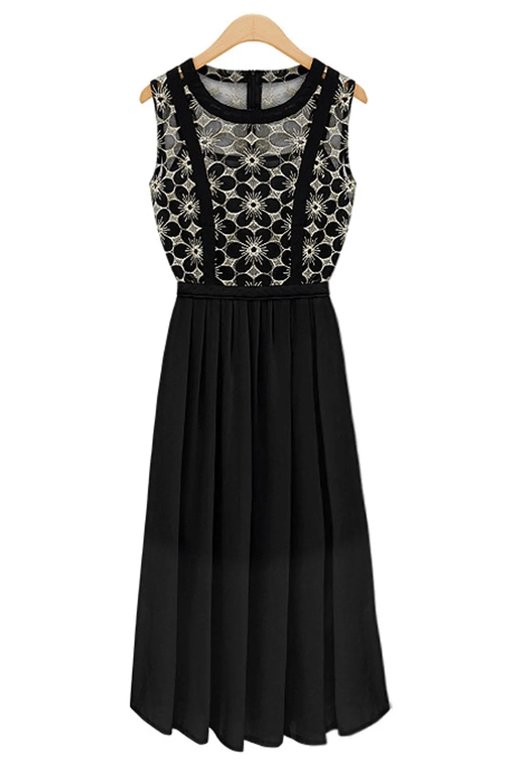 Ketty More Women Glamour Lace Decoration Pleated Skirt Below Knee Dress-KMWD222