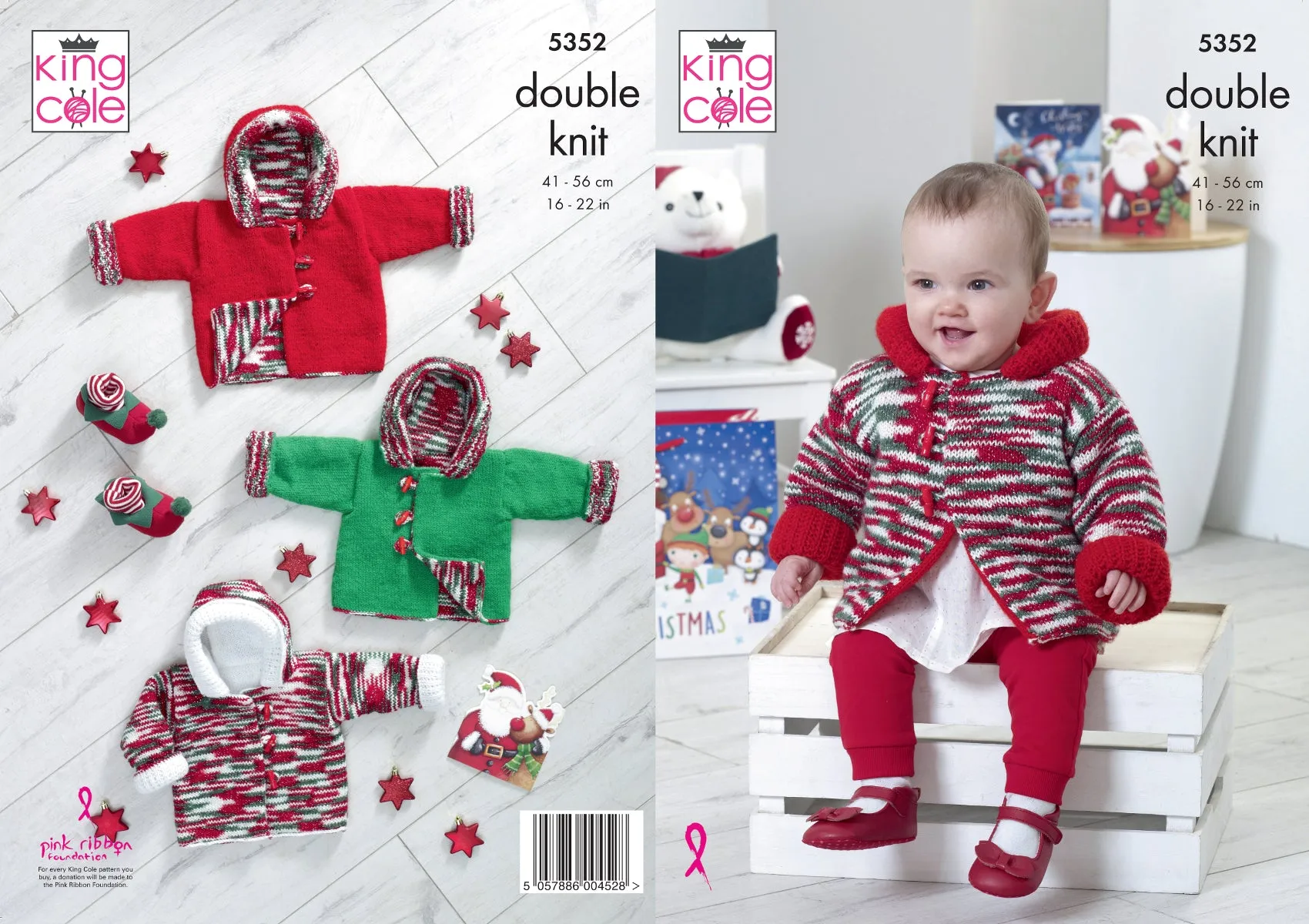 King Cole Double Knitting Pattern - Baby Duffle Coat (5352)