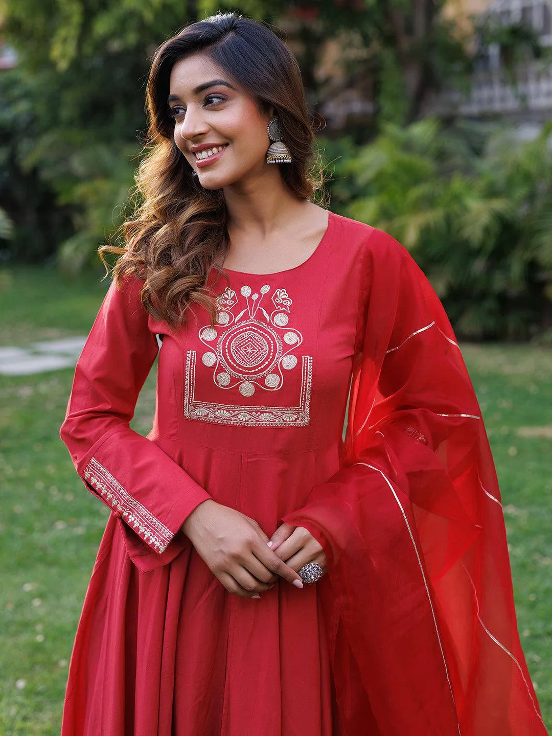 Lava Falls Red Kurta Set By RAGAVI