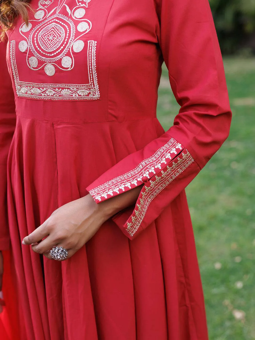 Lava Falls Red Kurta Set By RAGAVI