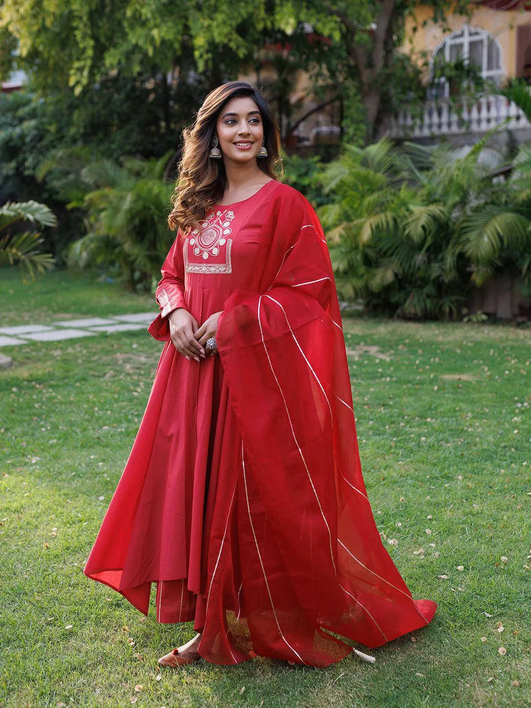 Lava Falls Red Kurta Set By RAGAVI
