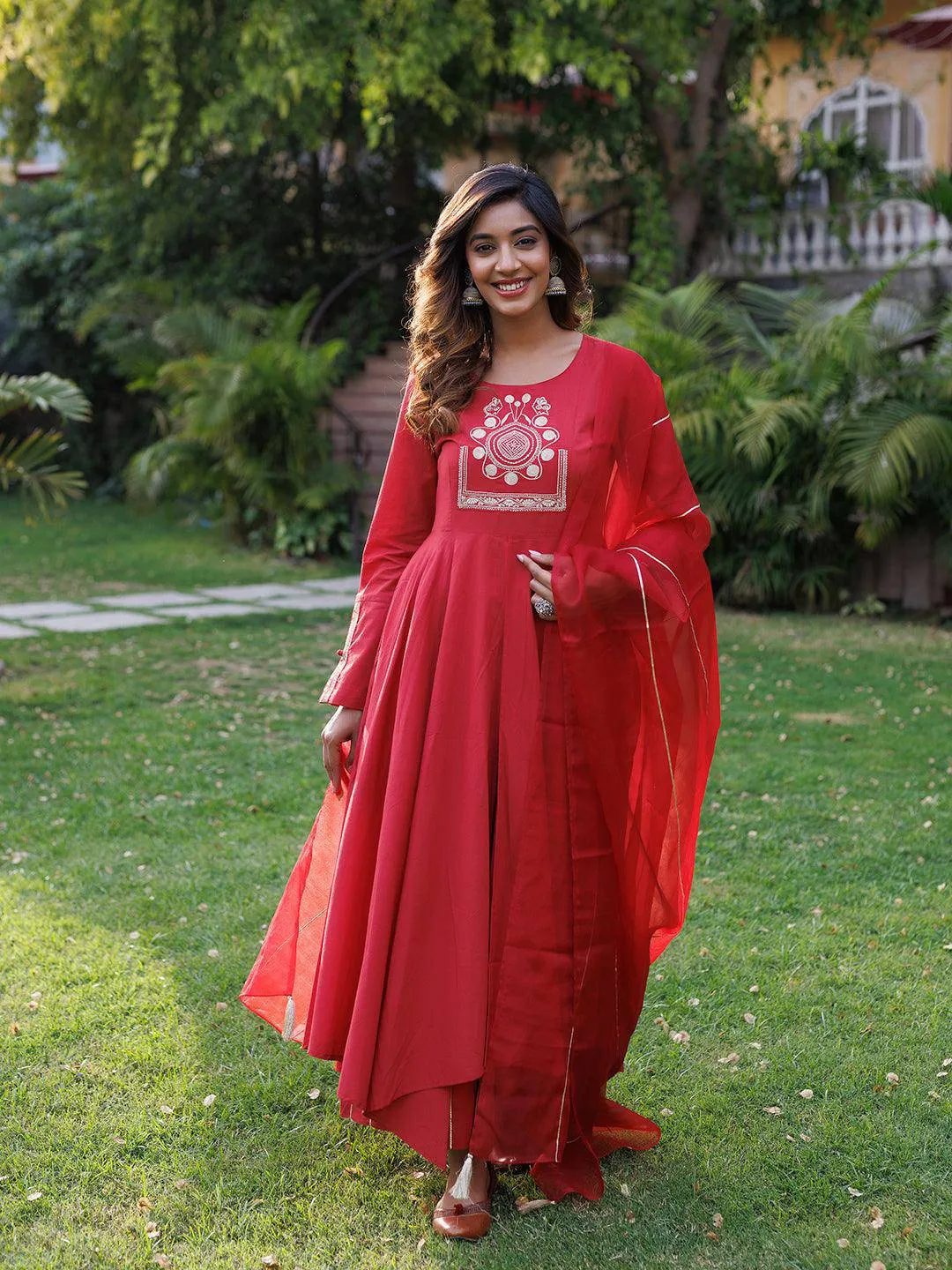 Lava Falls Red Kurta Set By RAGAVI
