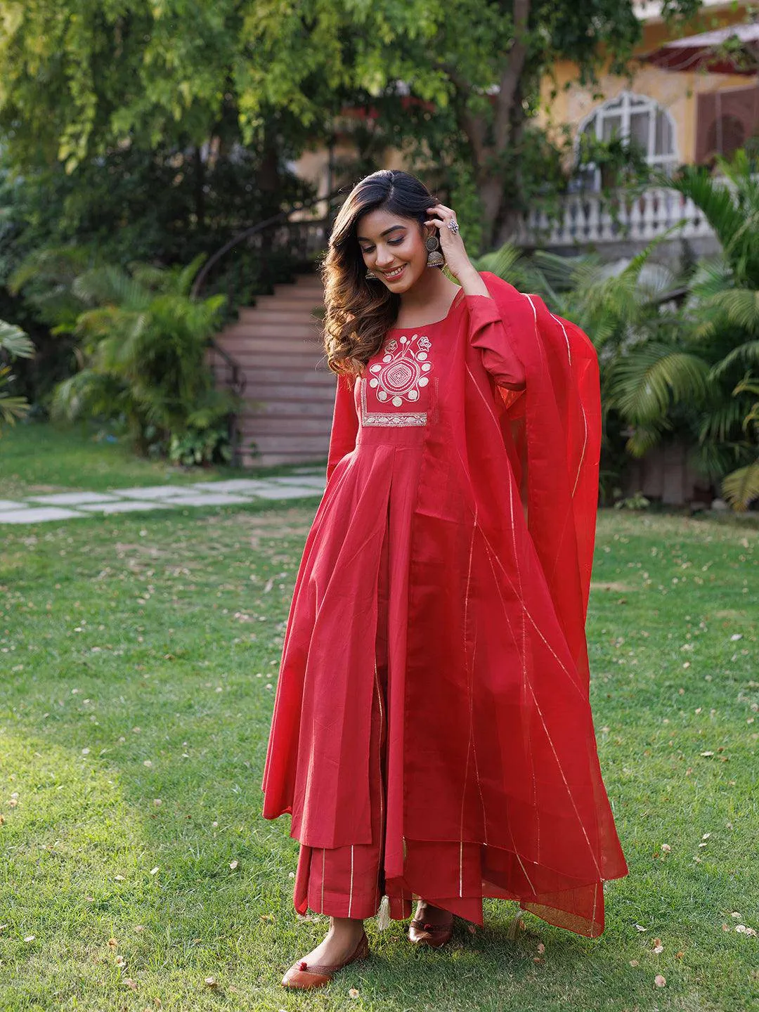 Lava Falls Red Kurta Set By RAGAVI