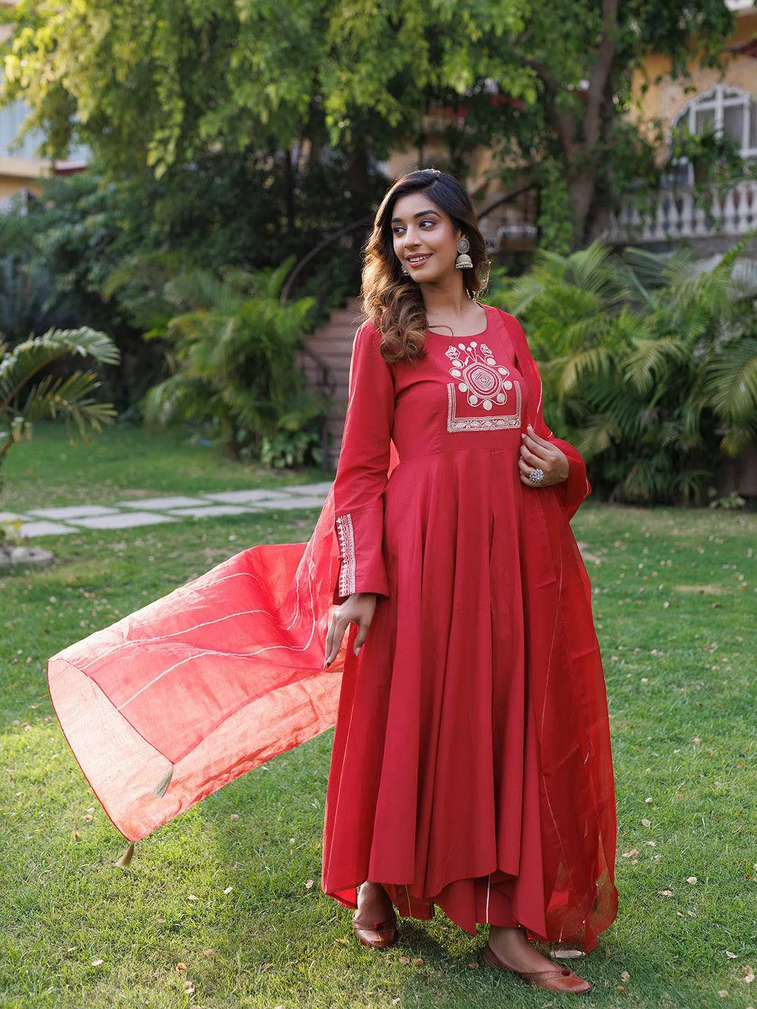 Lava Falls Red Kurta Set By RAGAVI