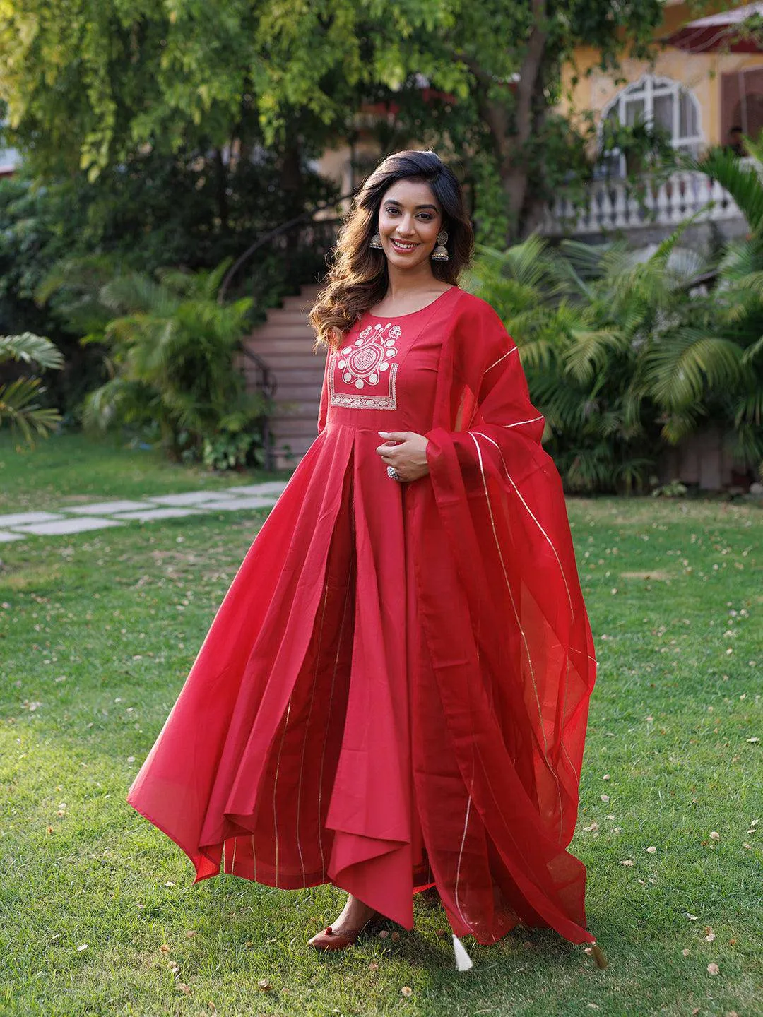 Lava Falls Red Kurta Set By RAGAVI
