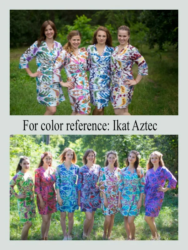 Light Blue Sunshine Style Caftan in Ikat Aztec Pattern