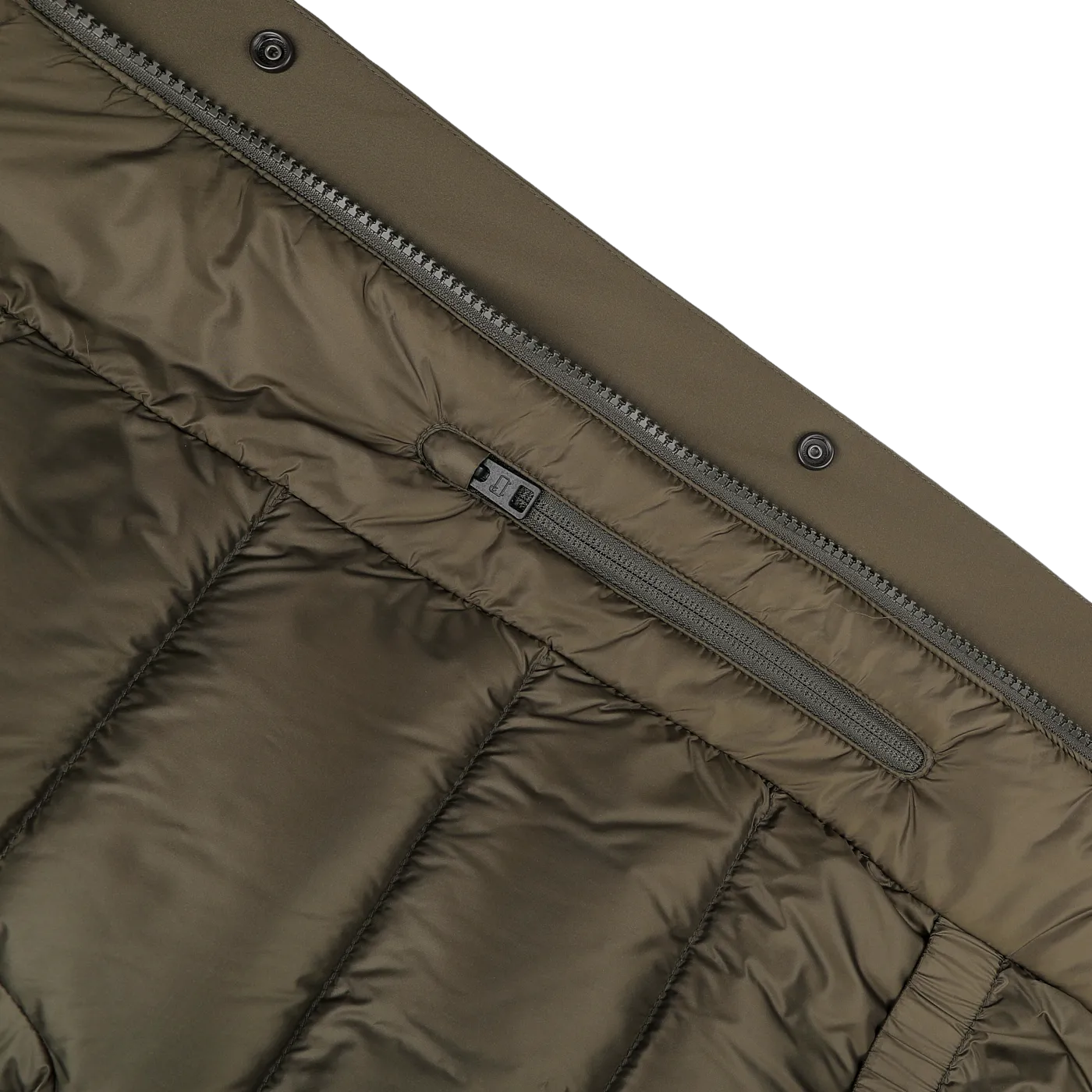 Military Green Stretch Nylon Hood Jacket